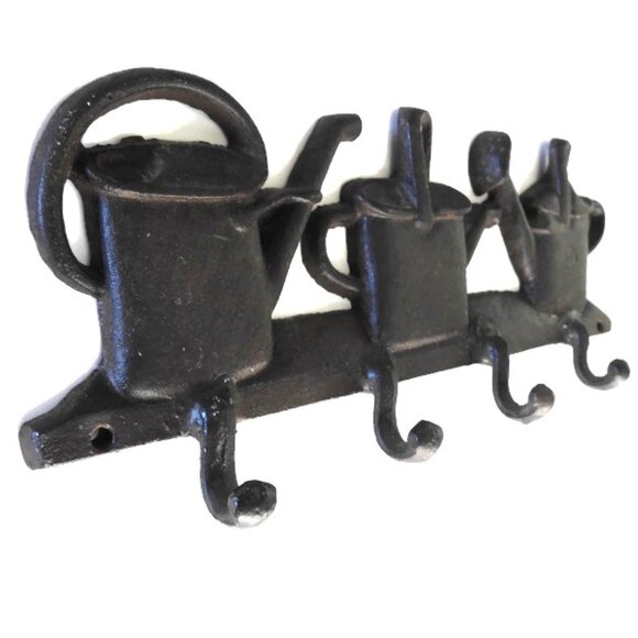 Cast Iron Watering Cans Garden Hooks Coat Rack - Picture 3 of 5